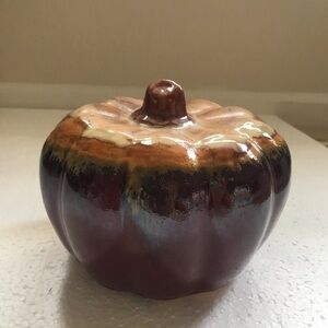 Pumpkin Pottery Drip Glaze Glossy 8” Medium Fall‎ Art Decor Excellent Condition